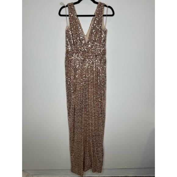 Bagley Mishka rose gold sequin gown. Size 10. - Picture 1 of 5